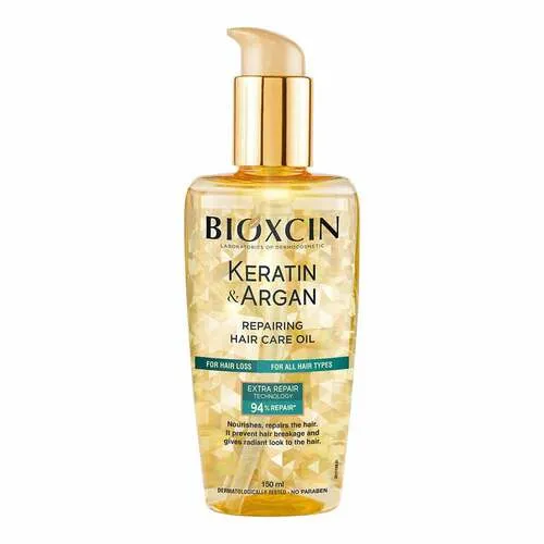 BIOXCIN Keratin & Argan Repair Haarpflegeöl 150 ml - Haarkuren für intensive Pflege, stärkt das Haar mit Keratin und Arganöl für glänzende und gesunde Strähnen.