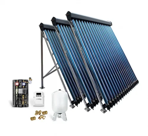 Röhrenkollektor Solarpaket HP30-3 - Effiziente Solaranlage für Warmwasser - Komplettanlage mit 14,67 m² Vakuumröhren, ideal für Gewerbe, Garten und Landwirtschaft. Hohe Beständigkeit gegen Hitze und Druck, perfekt für den Außeneinsatz.