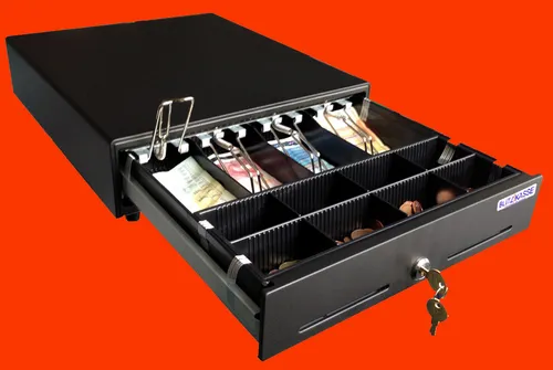 ARTDEV AC-3540 Touch Kassenschublade - Kassenzubehör mit manueller Öffnung, 4 Schein- und 8 Münzfächern für optimale Kassenführung und platzsparendes Design.