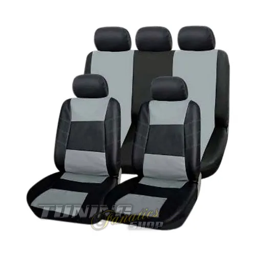 PREMIUM Kunstleder Sitzbezug Auto Bezug Sitz Schwarz-Grau für viele Fahrzeuge