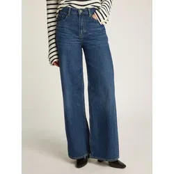 Tommy Hilfiger Weite Jeans WIDE LEG HW LOU mit Logo-Badge - Weite Jeans in Blau, hoch geschnitten mit Bügelfalten und Nieten, ideal für einen lässigen Look. Hergestellt aus 100% Baumwolle für optimalen Tragekomfort.