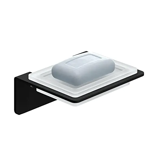 WEISSENSTEIN Seifenablage ohne Bohren, Schwarz - Stylische Seifenschale in Schwarz, ideal für ein modernes Badezimmer-Design ohne Bohren.