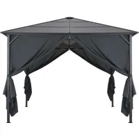 vidaXL Gartenpavillon mit Vorhang - 3x3 m Aluminium, elegantes Design und UV-beständiger Schutz für perfekte Outdoor-Events