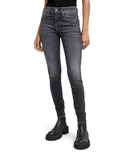 G-STAR 3301 Skinny Wmn Jeans - Damen Skinny-fit Jeans in faded schwarz magnet, mit hohem Bund und Stretch für optimalen Tragekomfort. Ideal für vielseitige Outfits, von casual bis peppig.