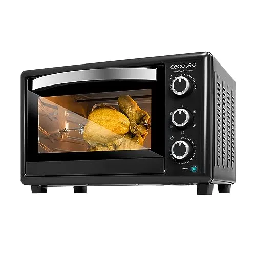 Cecotec Tischofen Bake&Toast 3090 Black Gyro 30L - Minibackofen mit 1500 W, 5 Funktionen und Drehspieß für gleichmäßiges Garen. Ideal für vielseitiges Kochen und einfache Reinigung dank Krümelschublade.
