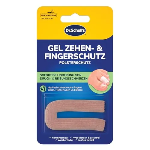 Scholl Gel Finger - und Zehenschutz für Druckstellen - mit Gelactiv Technologe Beschichtung - weich - zuschneidbar - wiederverwendbar - waschbar - 1 Stück