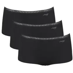 sloggi Panty GO Crush Short C3P (3er Pack) - Schwarz XXL mit Spitzendetails - Bequeme und körpernahe Passform aus elastischem, weichem Material. Ideal für den täglichen Gebrauch. Maschinenwaschbar bei 40°C, pflegeleicht und langlebig.