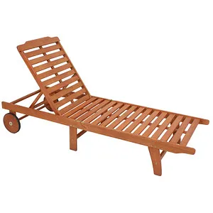 Sonnenliege Palm Springs klappbar - Sonnenliegen aus FSC®-zertifiziertem Eukalyptus-Holz, 5-fach verstellbare Rückenlehne und leicht transportierbar dank Holzrollen – ideal für Garten und Terrasse.