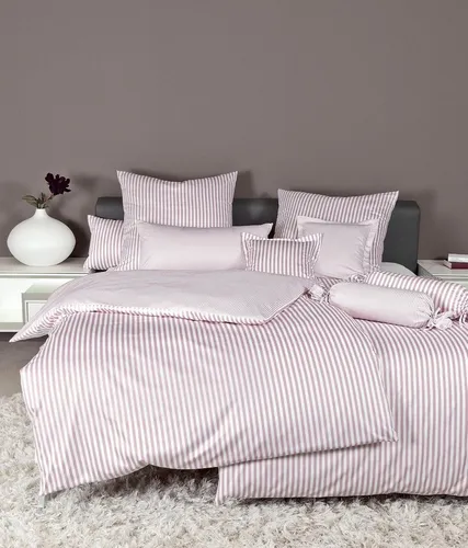Janine Wendebettwäsche modernclassic 3912 - Bettwäsche aus 100% Baumwolle, Mako-Satin, 2-teilig mit verdecktem Reißverschluss und modernem Streifen Design in Rosa – ideal für stilvolle Schlafzimmer.