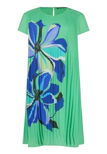Betty Barclay Damen Plisseekleid Kurzarm 40, Green/Cream - Elegantes Plisseekleid mit floralem Muster, ideal für besondere Anlässe. Der luftige Stoff sorgt für ein angenehmes Tragegefühl und die Raglanärmel verleihen einen modernen Look.