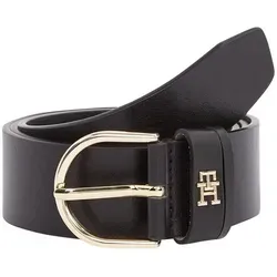 Tommy Hilfiger Damen Gürtel Essential Effortless 3,5 cm - Damen-Gürtel aus strukturiertem Leder mit abgerundeter Metallschnalle und TH-Monogramm-Emblem, ideal für stilvolle Outfits.