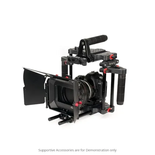 Filmcity Power DSLR Camera Cage mit MB-600 Sunshade Matte Box Combo Kit - Vielseitiges Kamera-Cage-Set, ideal für professionelle Filmaufnahmen, inklusive hochwertiger Matte Box und Sonnenschirm für optimale Lichtkontrolle.
