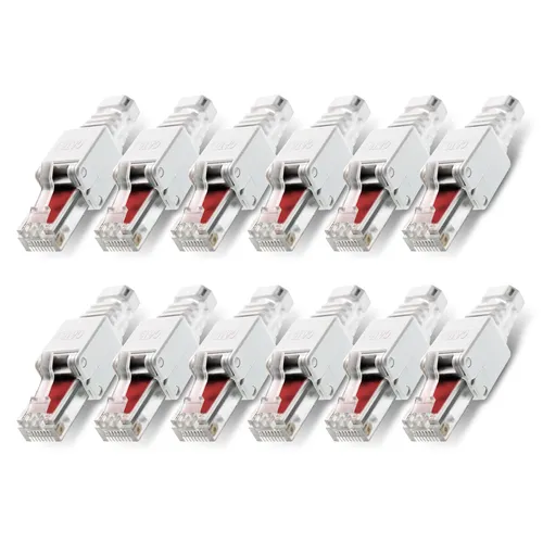 Netzwerkstecker 12x Cat6 RJ45 Stecker Netzwerk Montage Werkzeuglos Cat5 Cat7 LAN