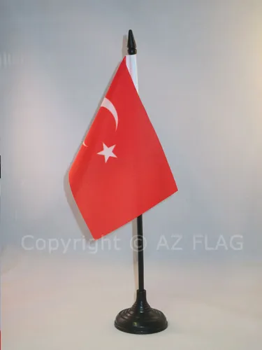TISCHFLAGGE TÜRKEI 15x10cm - TÜRKISCHE TISCHFAHNE 10 x 15 cm - flaggen AZ FLAG -