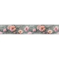 A.S. Création Selbstklebende Bordüre mit Blumen in Grau Rosa 5 m x 0,10 m