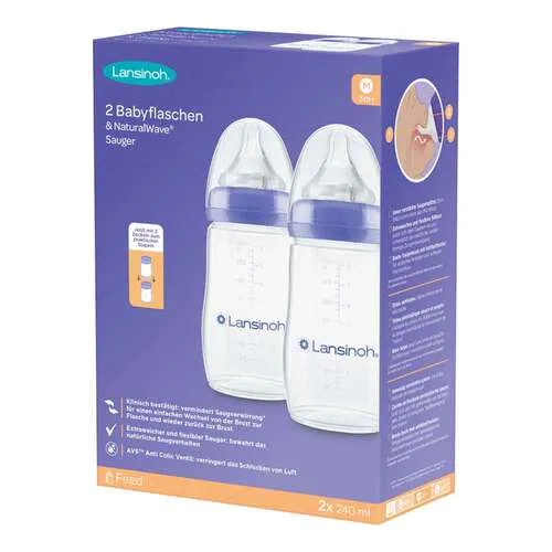 Lansinoh Naturalwave Babyflaschen 240ml & Sauger M 2 St