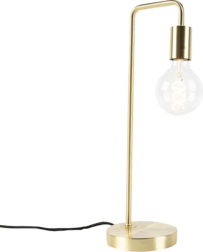 Qazqa Art Deco Tischlampe Messing - Facil I für Wohnzimmer und Schlafzimmer - Deckenbeleuchtung mit dimmbarer E27 Fassung, ideal für stilvolle Innenräume. Perfekte Mischung aus Eleganz und Funktionalität.