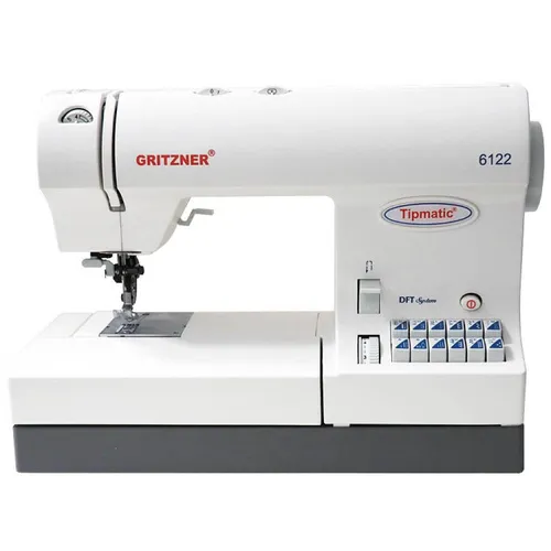 Gritzner Tipmatic 6122 DFT Nähmaschine mit Ackermann Nähgarnbox - Coverlock-Nähmaschine für Anfänger und Fortgeschrittene, ideal für dicke Stoffe dank DFT System und umfangreichem Zubehör. Inklusive 12 Garnrollen für sofortigen Nähspaß!