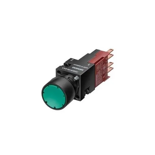Siemens Dig.Industr. Komplettgerät 3SB2206-0AH01 - Komplettgerät mit Leuchtdrucktaster, flacher Knopf und runder Linse, ideal für Anwendungen mit IP65-Schutz. Zuverlässig und einfach zu installieren.
