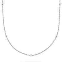 CHRIST Silberkette Damen-Kette aus 925er recyceltem Silber - Ketten ohne Anhänger: Stilvolle 42 cm lange Kordelkette aus recyceltem Sterlingsilber mit goldenen Kügelchen als Eyecatcher für einen glänzenden Akzent.