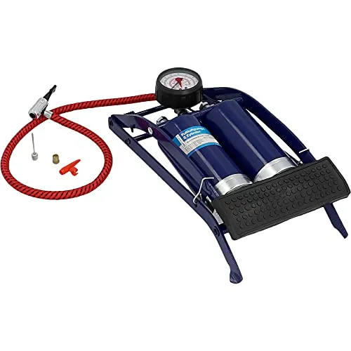 cartrend Einzylinder Fußluftpumpe - Luftpumpen für Auto- und Fahrradreifen, inklusive Adapter und präzisem Manometer bis 7 Bar, ideal für flexibles und unabhängiges Aufpumpen ohne Strom.