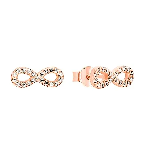 s.Oliver Ohrstecker 925 Sterling Silber Damen Ohrstecker, mit Zirkonia synth., 0,5 cm, Roséfarben, Infinity, Kommt in Schmuck Geschenk Box, 2032883