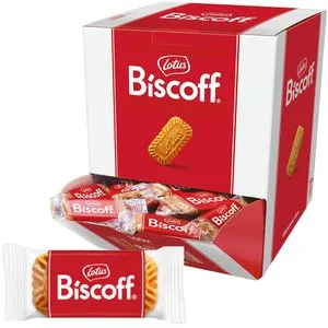 Lotus Biscoff Kekse, laktosefrei & vegan, 150 einzeln verpackte Stücke - Knusprige Karamellkekse im praktischen Thekenspender. Ideal für Messen und Meetings. Vegan, ohne Farb- und Konservierungsstoffe, 937,5 g Gesamtinhalt.