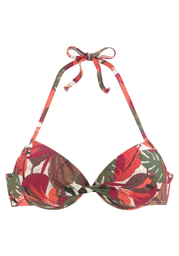 LASCANA Push-Up-Bikini-Top Ava im tropischen Design - Neckholder-Bikini mit integrierten Softcups für perfekten Halt und eine tolle Silhouette, aus umweltfreundlichem Recycling-Polyamid gefertigt.