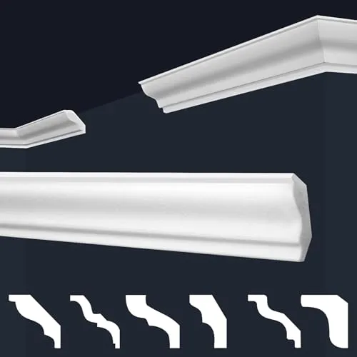 MARBET DESIGN Stuckleisten XPS Styropor weiß - Deckenleisten Deckenstuck Leisten E-Leisten - (2 Meter / 1 Leiste E-4)