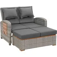 greemotion Multifunktionssofa »Bahia Tabago«, grau – Vielseitig und komfortabel - Gartenmöbel mit 5-fach verstellbarer Rückenlehne, ideal als Lounge-Sofa, Gästebett oder für den Wintergarten. Inklusive Kissen und Auflagen, wetterfest und stylisch.