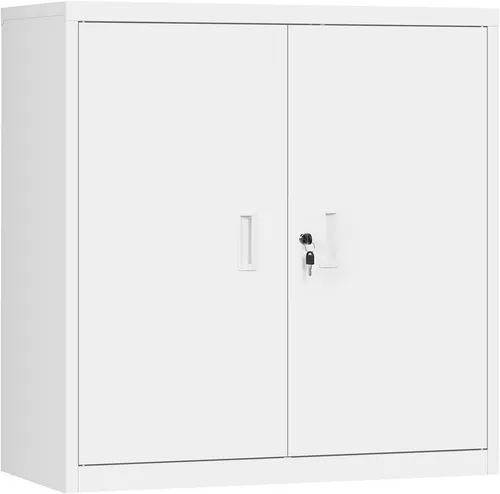 WOLTU Abschließbarer Aktenschrank aus Metall, B90xH92xT40cm, Weiß - Robuster abschließbarer Aktenschrank mit 2 höhenverstellbaren Regalböden für optimalen Stauraum. Ideal für Büro und Homeoffice, sorgt für Ordnung und Sicherheit Ihrer Unterlagen.