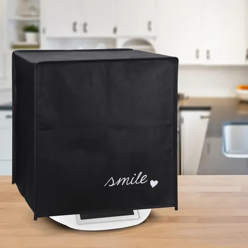 kwmobile Hülle kompatibel mit Thermomix TM5 / TM6 - Küchenmaschine Abdeckhaube - in Weiß Schwarz Smile Herz