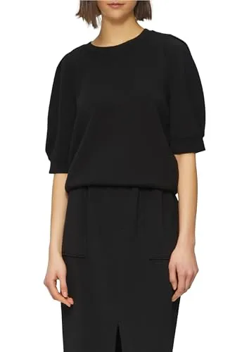 s.Oliver Sweatshirt mit Halbarm, Gr. 42 - BLACK - Stylisches Oberteil für Frauen, taillenbedeckend, halblange Ärmel und elastisches Material für optimalen Komfort.