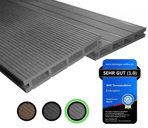 Endorphin Terrassendielen ® 20m2 Hellgrau WPC Komplettset - Außenanbau: Hochwertige WPC Terrassendielen in hellgrau, inklusive Unterkonstruktion und Montagematerial für eine einfache Installation.