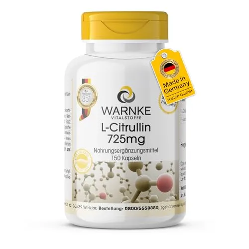 Citrullin Kapseln - 725mg - 150 Kapseln - vegan - Aminosäure | Warnke Vitalstoffe - Deutsche Apothekenqualität