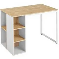COSTWAY Schreibtisch mit 5 Fächern - Moderne Schreibtischlösung mit stabiler Metallrahmenkonstruktion und 5 praktischen Fächern für optimalen Stauraum und Ordnung im Home Office.