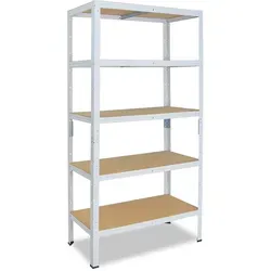 shelfplaza Schwerlastregal HOME 180x120x45cm - Weiß mit 5 Böden - Schwerlastregal für Keller, Garage und mehr, bietet 175 kg Tragkraft pro Boden. Ideal für professionelle Ordnung und hohe Stabilität.