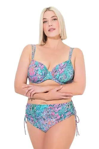 Ulla Popken Damen Bikini, Schlange, Bügel-Cups, Verstellbare Doppelträger Bikini-Set, Helles Karibikgrün, 48 EU