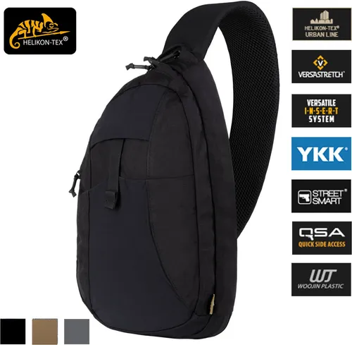 Helikon-Tex EDC Sling Backpack - Shadow Grey - Daypack mit 6.5 Liter Kapazität, robusten YKK-Reißverschlüssen und seitlichem Zugriff. Ideal für Urban Outdoor-Aktivitäten mit bequemem 3D-Mesh Schultergurt.
