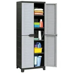 vidaXL Kunststoffschrank 65x45x181 cm - Büroschrank aus leicht zu reinigendem Kunststoff, ideal für Zuhause und Büro. Mit verstellbaren Einlegeböden und abschließbar für zusätzlichen Stauraum und Sicherheit.