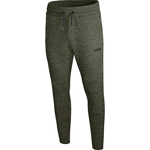 JAKO Damen Jogginghose Premium Basics, khaki meliert - Trainingshosen mit sportivem Schnitt und atmungsaktivem Interlock, ideal für aktiven Komfort beim Sport und Freizeit.