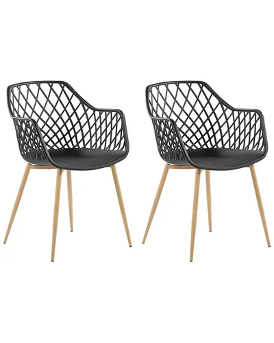 Beliani Moderner schwarzer Stuhl im edlen Rautendesign im 2er Set Nashua - Esszimmerstühle mit elegantem Rautendesign und hohem Sitzkomfort. Stabil und pflegeleicht, ideal für stilvolle Essbereiche.