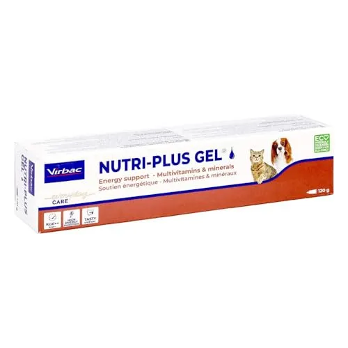 Virbac Nutri-Plus Gel | 120 g | Ergänzungsfuttermittel für Hunde und Katzen zur Nahrungsergänzung und Rekonvaleszenz | Appetitanregender, hoch konzentrierter Energieträger