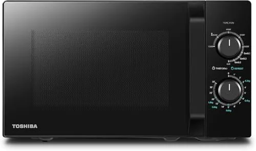 Toshiba MW2-MG20PF(BK)/GE Mikrowellenherd - Mikrowelle mit 800 W, kombiniert Grill- und Aufwärmfunktion für knusprige Ergebnisse, 20 L Kapazität für große Gerichte und 5 Leistungsstufen für vielseitige Kochmöglichkeiten.