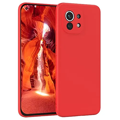 EAZY CASE - Silikonhülle für Xiaomi Mi 11 Hülle Silikon Case Rot weich stoßfeste Handyhülle Schutzhülle mit Kameraschutz Dünn Premium Schutz Cover TPU Phone Bumper in Mattrot