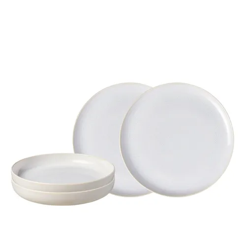 like. by Villeroy & Boch Crafted Cotton Dinner-Set – 4-teiliges Geschirrset - Tafelservice aus hochwertigem Steingut, spülmaschinenfest und mikrowellensicher. Jedes Teil ist ein Unikat mit skandinavischem Charme und einzigartiger Reaktivglasur.