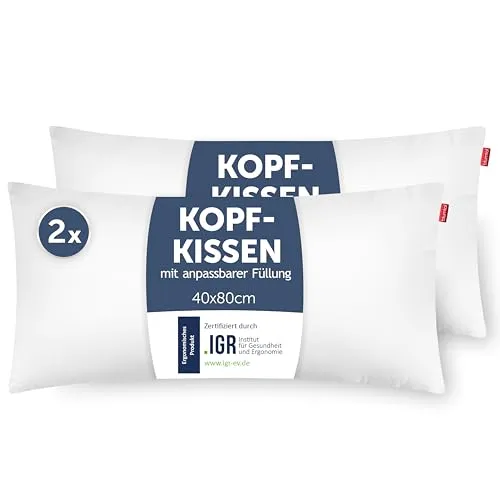 Blumtal Schlafkissen 80x80 cm - Höhenverstellbar für alle Schlaftypen - Kissen für Rückenschläfer, Seitenschläfer und Bauchschläfer, anpassbare Füllung für individuellen Komfort, waschbar bis 95 °C und ideal für Allergiker.