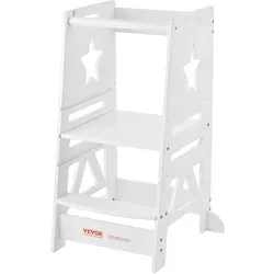 VEVOR Höhenverstellbarer Tritthocker für Kinder - Stabiler Tritthocker aus Kiefernholz und Bambus, bis 158,9 kg belastbar. Verstellbare Höhe von 328 bis 520 mm, ideal für sicheres Lernen und Spielen. Perfekt für kleine Abenteurer!