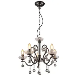 Kronleuchter Pendellampe THALIA 5-Flammig - Elegante Hängelampe mit klaren und rauchfarbenen Glaskristallen, ideal für Wohnzimmer oder Esszimmer. Verleiht jedem Raum eine zeitlose Atmosphäre und beeindruckt mit einem faszinierenden Lichtspiel.
