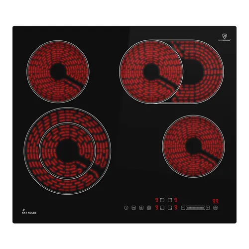 Kkt Kolbe Elektro-Kochfeld CH5901RL, 59cm Glaskeramik Kochmulde - Kochfelder mit 4 Zonen, Touch-Slider-Bedienung und rahmenlosem Design für modernes Kochen. Perfekt für kreative Köche, die Wert auf Design und Funktionalität legen.